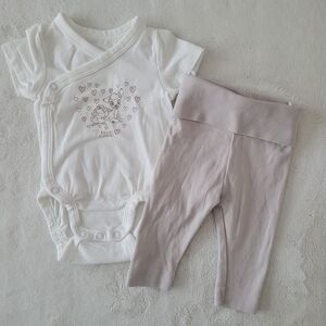 🧸2/20$ H&M Baby Matching Set Size 0-1M Newborn Onesie And Pants Cotton